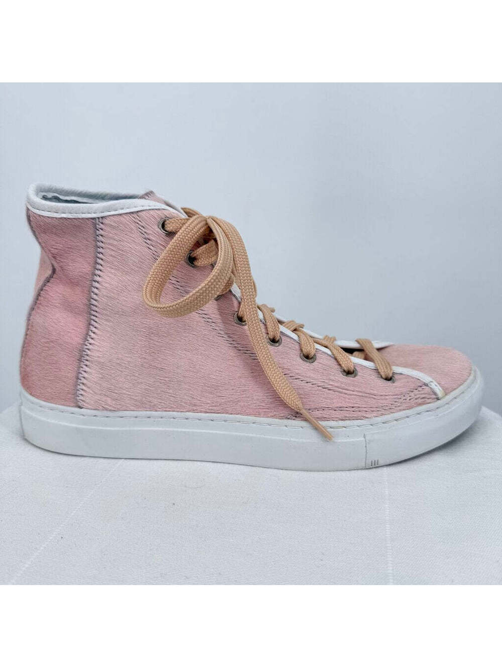Women's Diemme Veneto High Italian Calf Hair Pink & White Sneakers IT40/US W 9.5